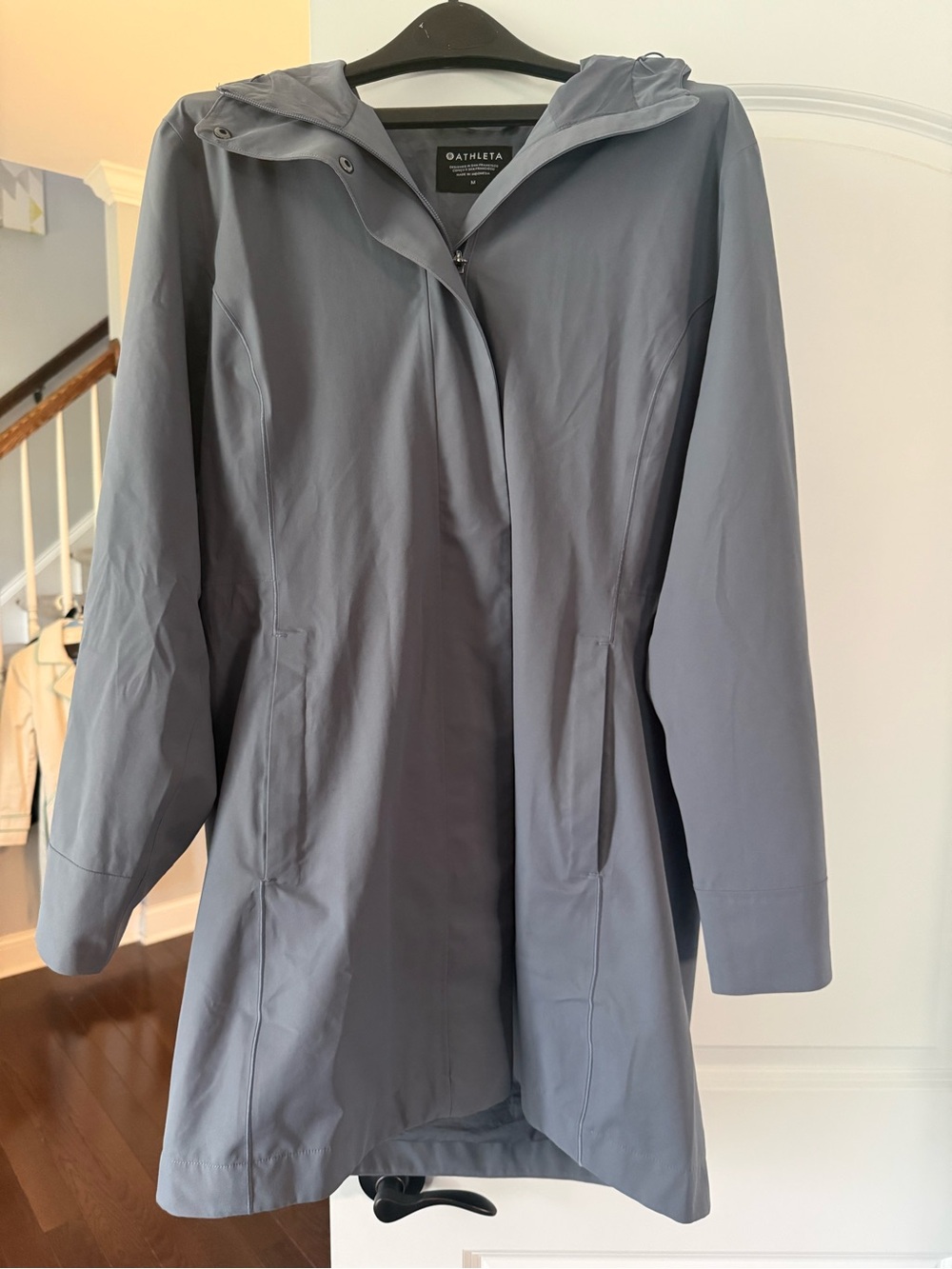 Athleta Slate Gray Hooded Rain Trench - Picture 5 of 8